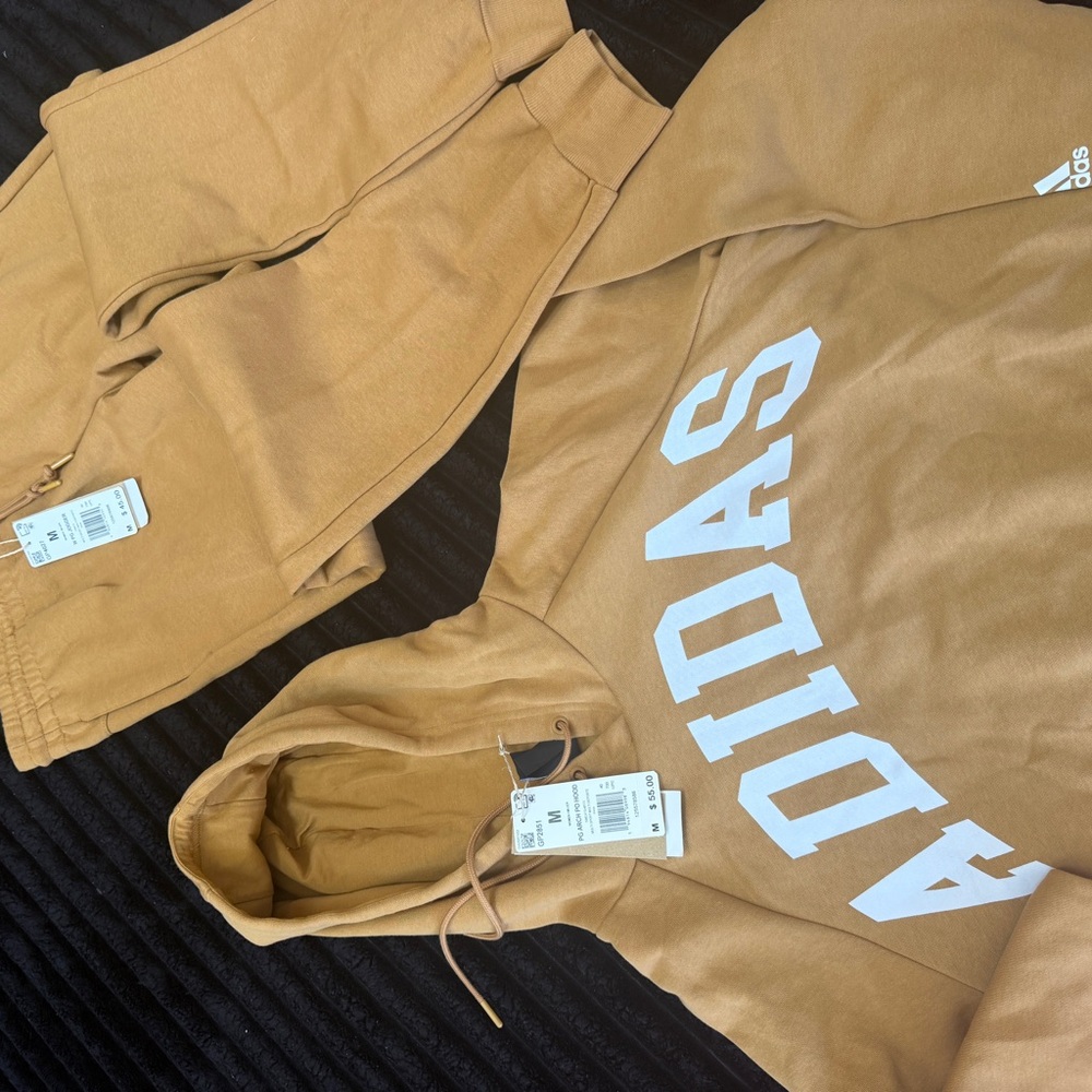 adidas Tan Hoodie & Joggers Set with White Logo - Picture 4 of 4